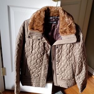 Marmot coat faux fur collar